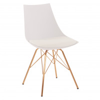 OSP Home Furnishings AKY-U11 Oakley Chair in White Faux Leather with Gold Chrome Base